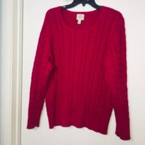 (NEW) St. John's Bay - Fuchsia Crew Neck Long Sleeve Pullover Sweater - Size 3X